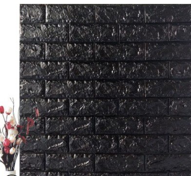 Paneles de imitación de ladrillo para pared 3D, autoadhesivo de pared grande, impermeable, espuma PE, hogar, dormitorio, sala de estar, cocina, TV, fondo: Negro