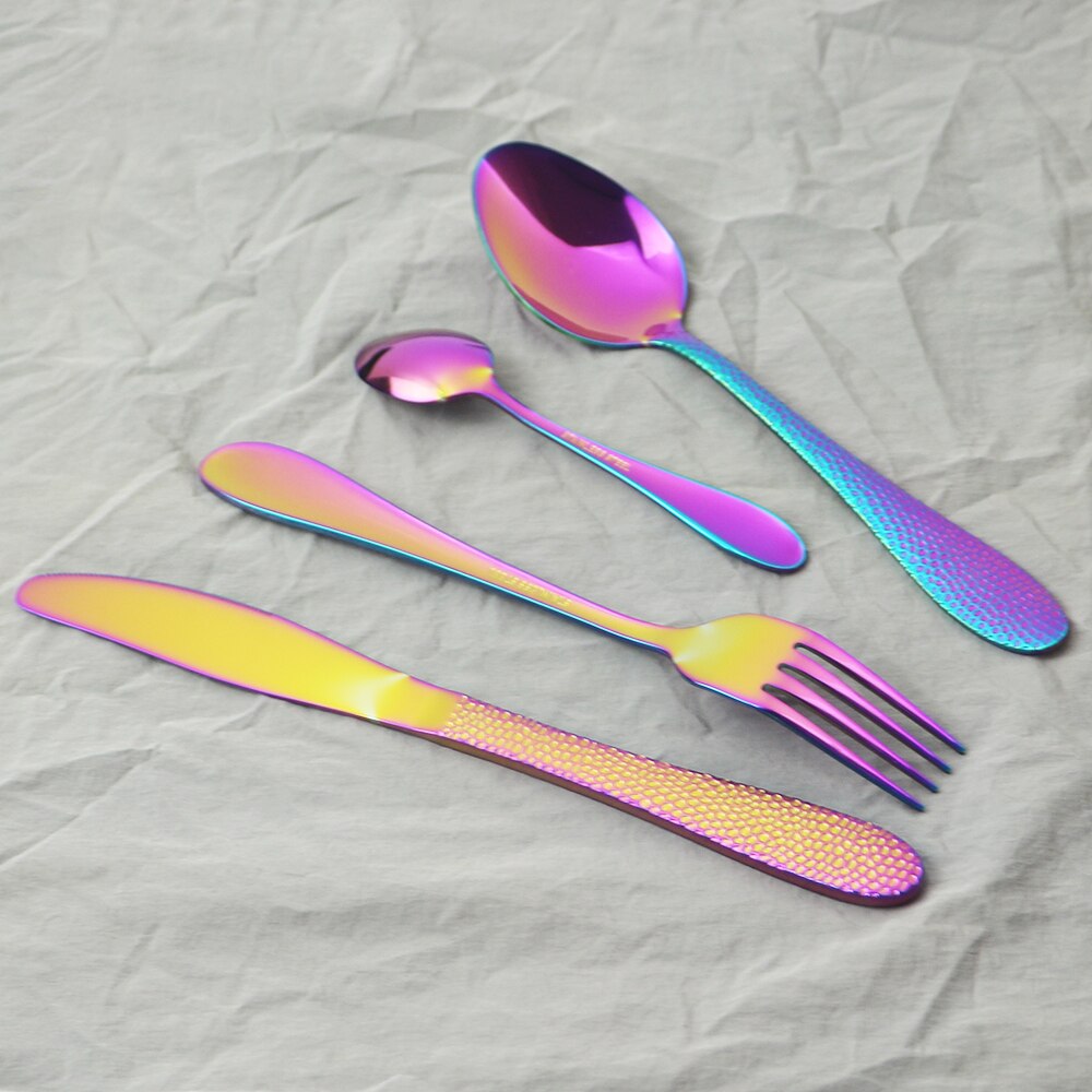 Black Western Flatware Set 4/8/16Pcs Cutlery Set Knives Forks Tea Spoons Tableware Set Stainless Steel Dinnerware Silverware Set