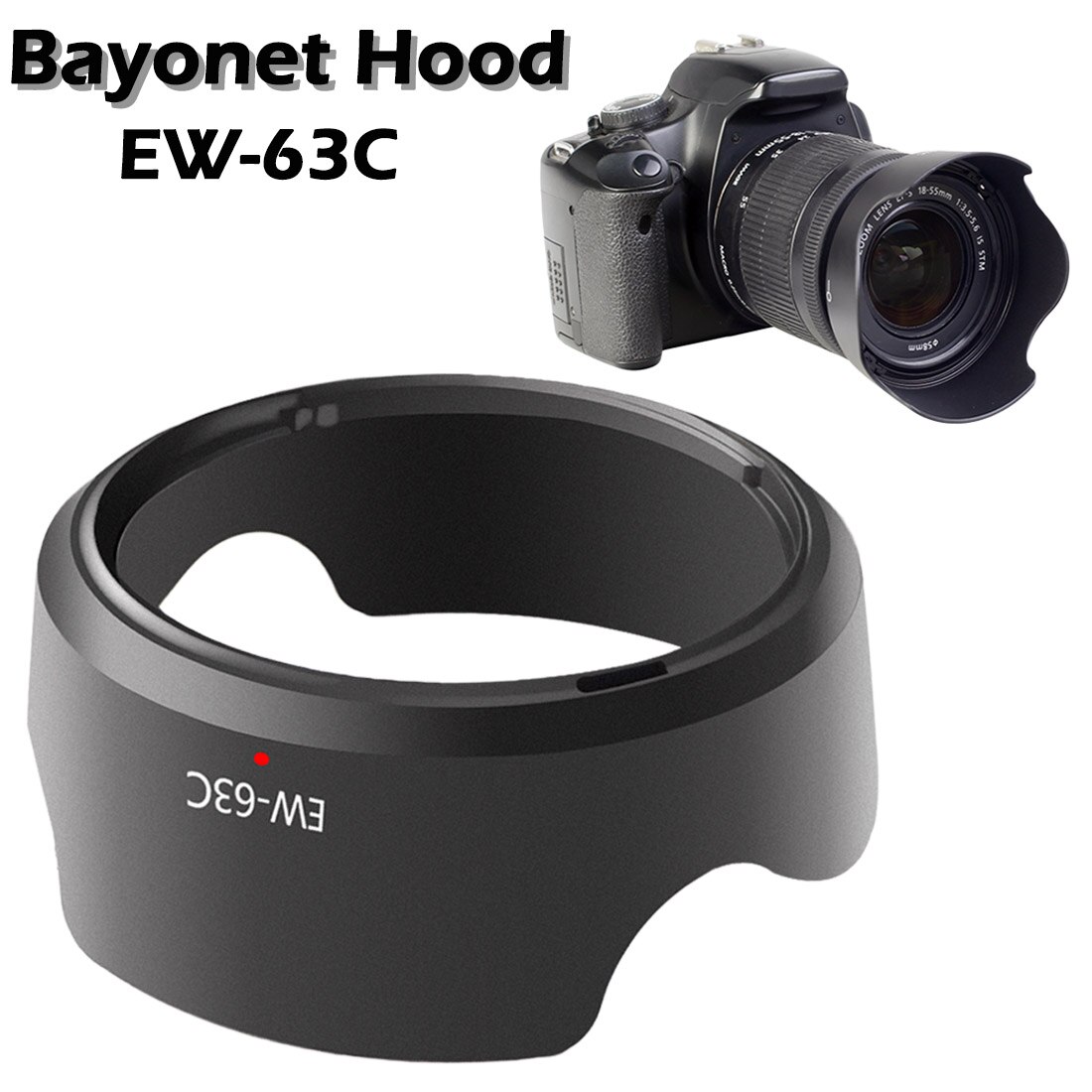 EW-63C Bajonetvatting Zonnekap Voor Canon EF-S 18-55 Mm F/3.5-5.6 Is Lens Bloemblaadje geschroefd Bloemblaadje Zonnescherm Zonnekap Voor Canon
