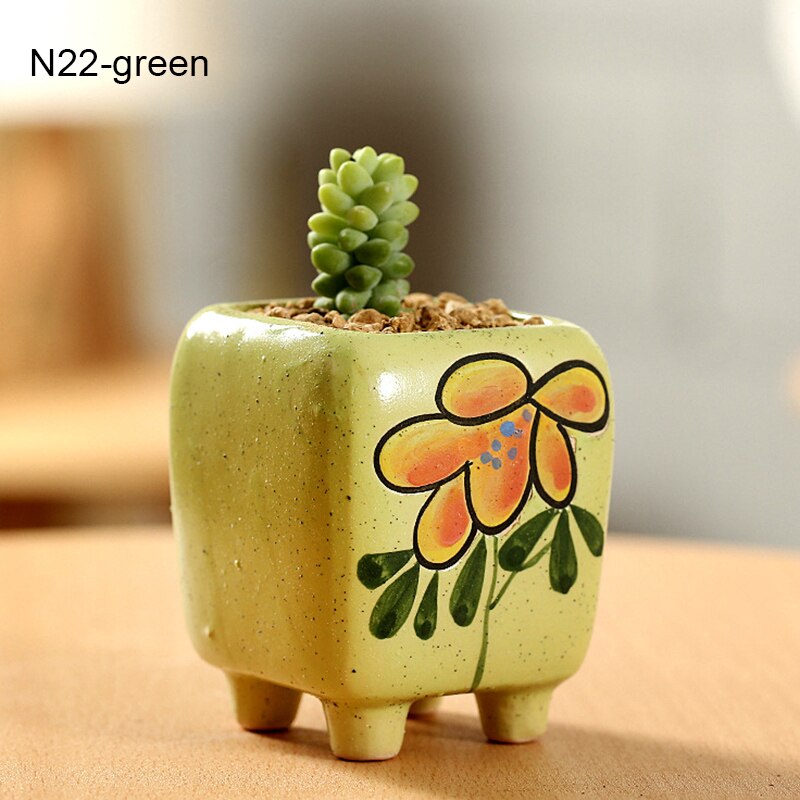 Succulent Pots Plant Pots Garden Pots Ceramic Flower Pots Planter Outdoor Garden Home Decoration J99Store: n22 green