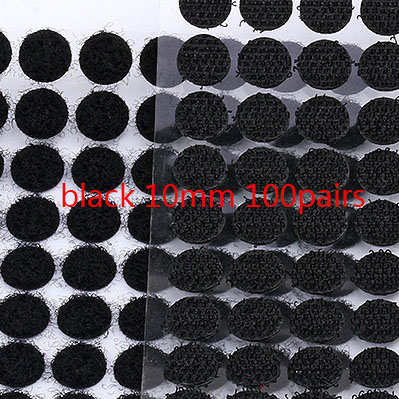 Selbst Klebe Verschluss Band Haken und Schleife verrotten Gelb Grün Blau Punkte Aufkleber Runde Starken Klebstoff Dual Band 10mm 15mm 100Paare: 10mm Schwarz 99 Paar