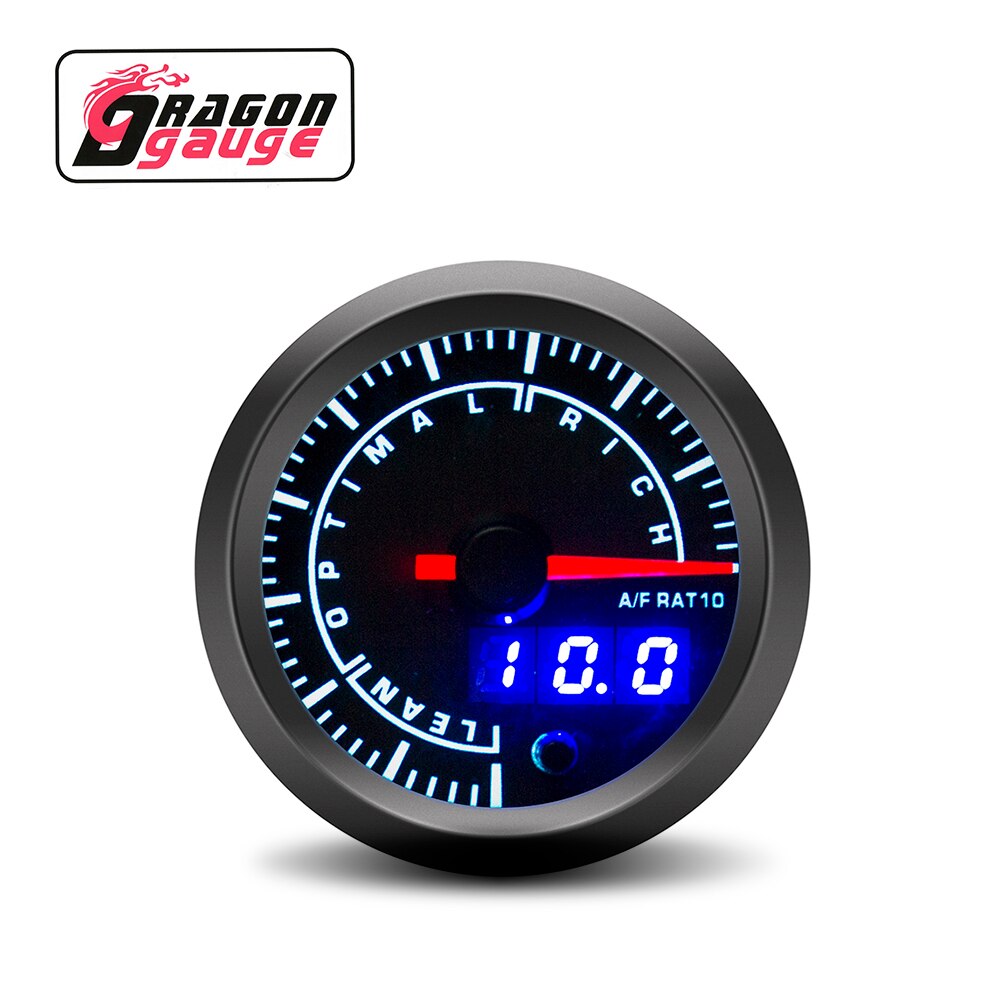 「DRAGON」 52mm Air Fuel Ratio Gauge Digital Arrow Display With Narrowband O2 Oxygen Sensor High-end Car Gauge Fit for 12V Car: Without sensor