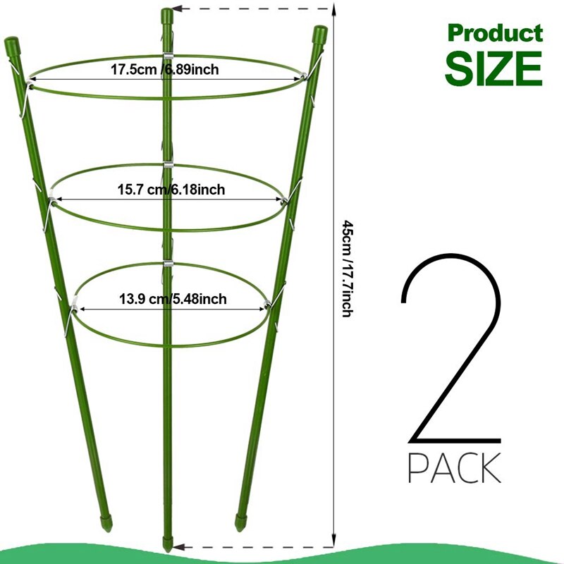 2- pack plantensteunkooi van metaal, roestbestendig, tuinplantensteunring, plantenstok, plantensteun