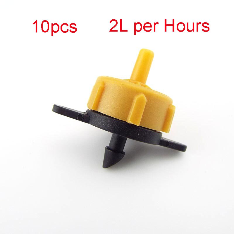 10PCS Pressure Compensating Emitter Self Cleaning Drip Irrigation Water Regulator Mini Inline Emitter Garden Tools Drip System: yellow 2L per H