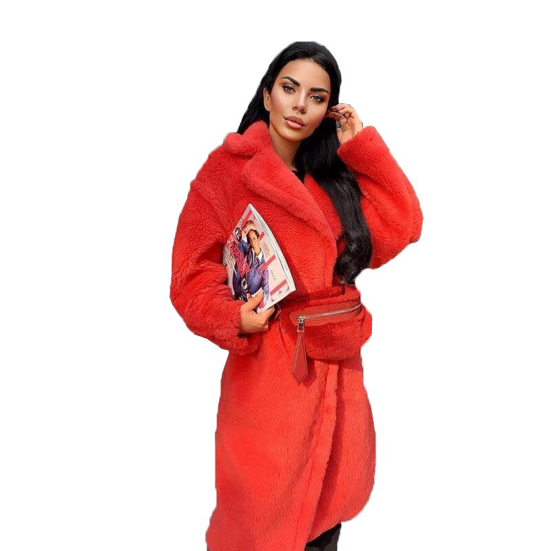 Luxe winterjas, lange damesjas, effen kleur, imitatie lamsbontjas, pluche teddyjas, klassieke warme overjas: Ik