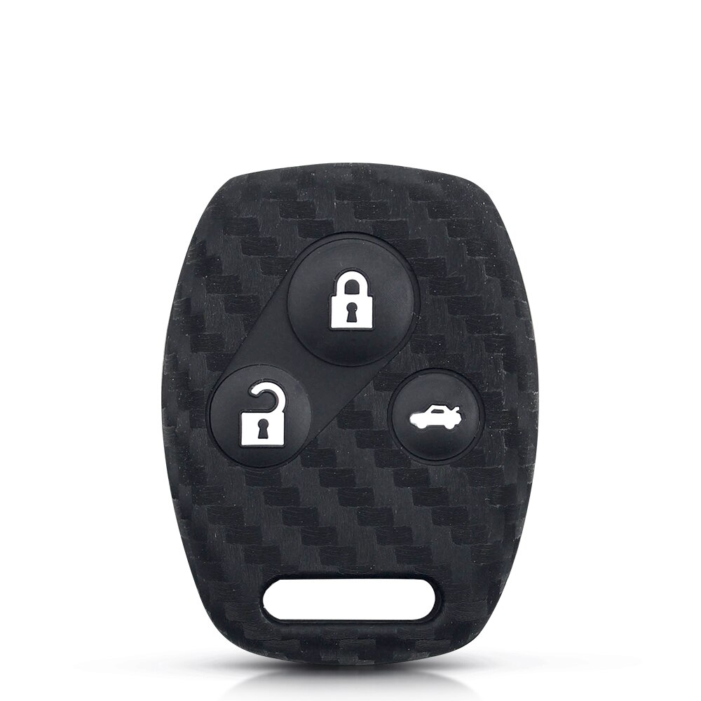 KEYYOU-funda de silicona para llave de coche, accesorio de 3 botones para HONDA Accord Civic CRV Pilot, de fibra de carbono, compatible con 2007, , , , , ,