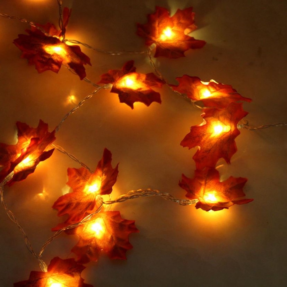 1.5m 3m 20 lys ahorn blade krans førte fe lys til juledekoration efterår streng lys festlig diy halloween indretning