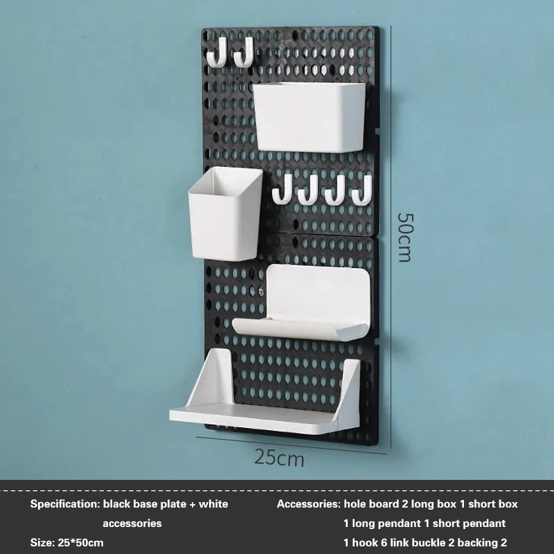 Pegboard painéis de parede pegboard organizador de parede montagem display diy pegboard kit ferramenta armazenamento painel rack banheiro cozinha: Azul
