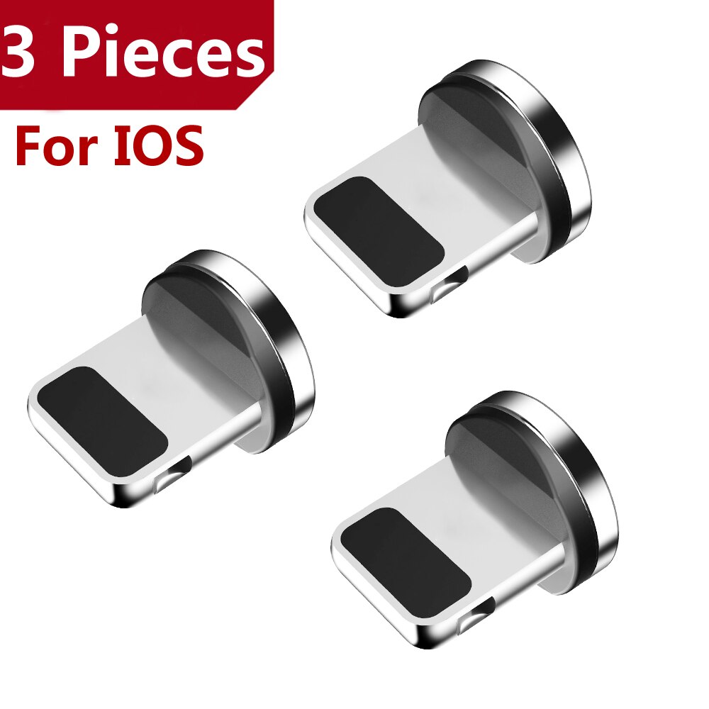 Aufu rund magnetisk kabel plugg type c micro usb c plugger hurtigladeadapter telefon type c magnet lader plugg ingen usb ledning: 3 stk plugg for ios