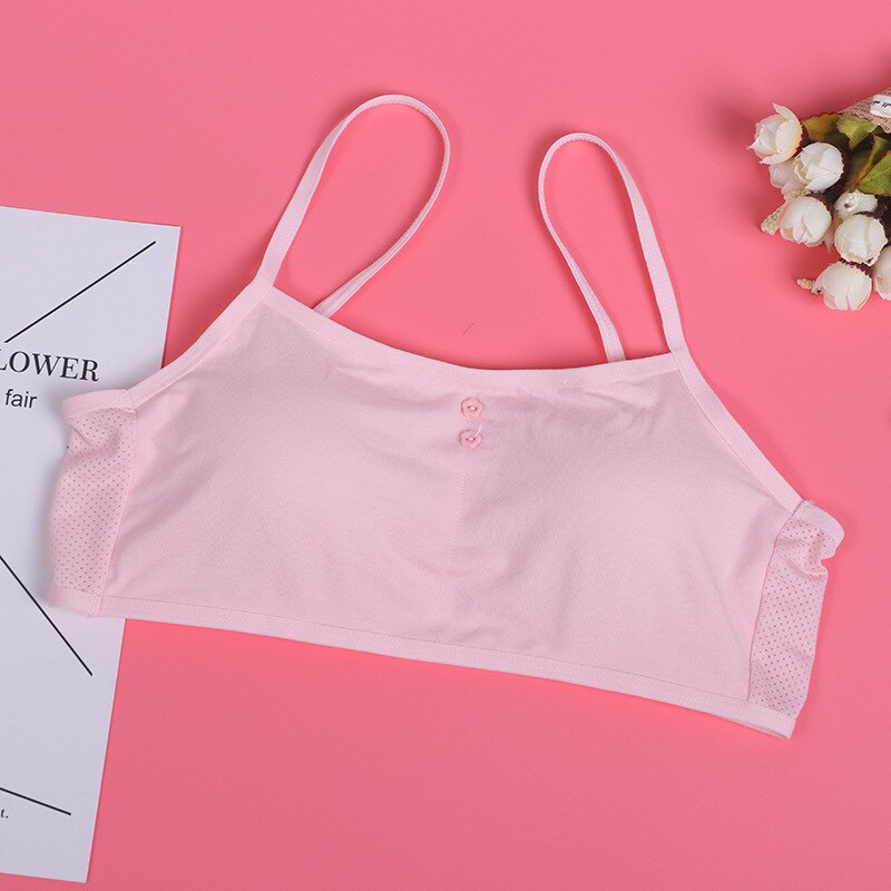 Girls Training Bra with Chest Pad Puberty Young Girls Solid Soft Cotton Bra Puberty Teenage Breathable Underwear Kid Cloth: pink