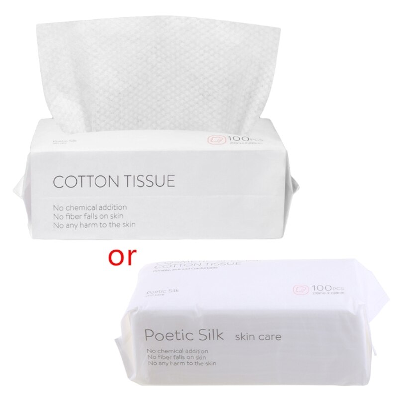 Lingettes de voyage jetables pour le visage, 100 pièces, en coton, pour maquillage, nettoyage du visage: D
