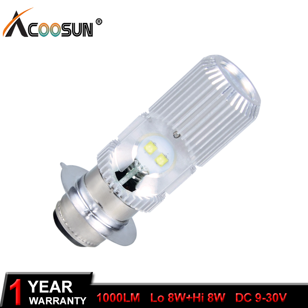 AcooSun P15d 12V LED Motorrijwiel Koplamp 6500K 1000Lm Fog Lamp Verlichting DC12V 24V Bromfiets Scooter outdoor Verlichting