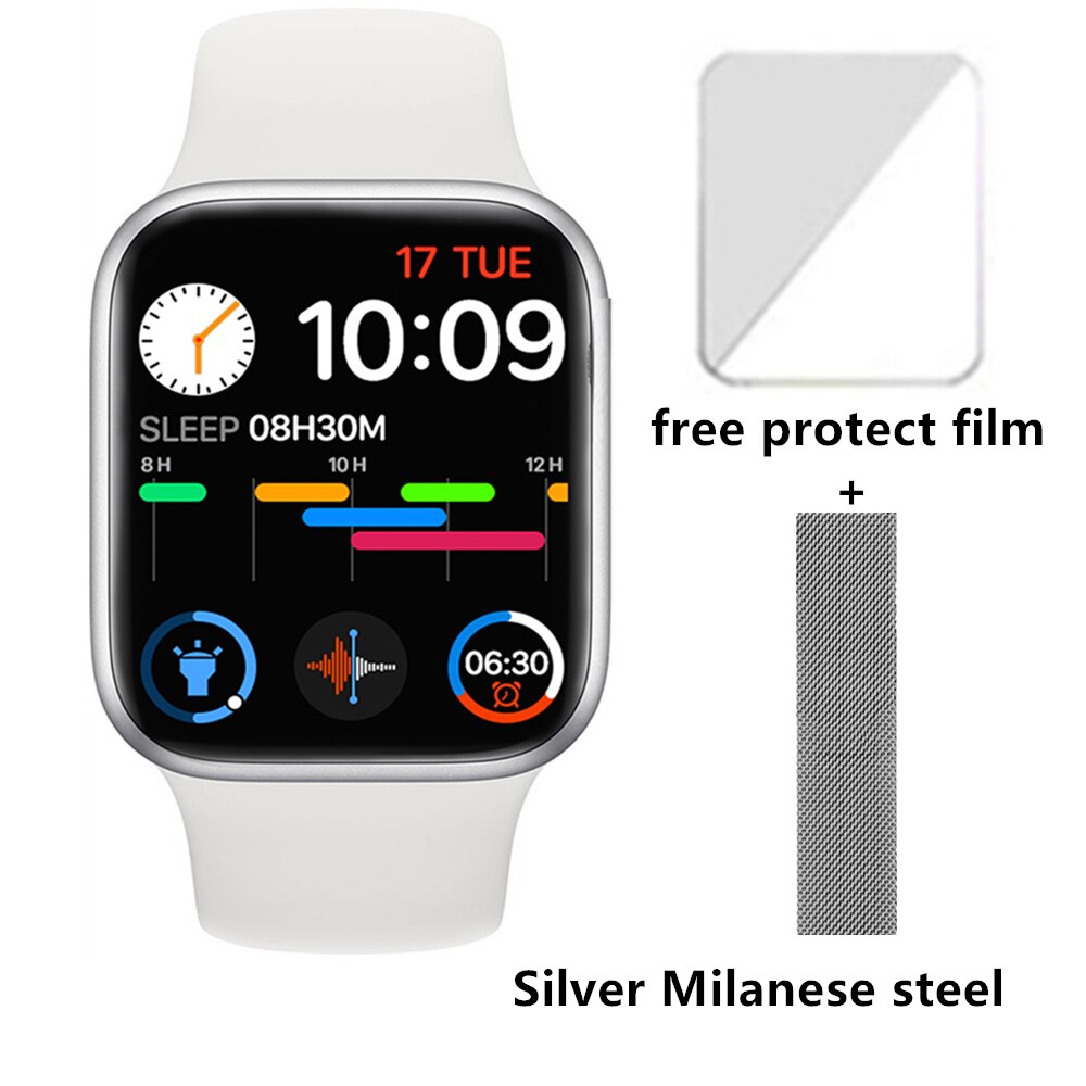 Cobrafly T500 PLUS Smartwatch - 44mm IWO Style - Bluetooth Call - Heart Rate & Fitness Tracker: S add sliver steel