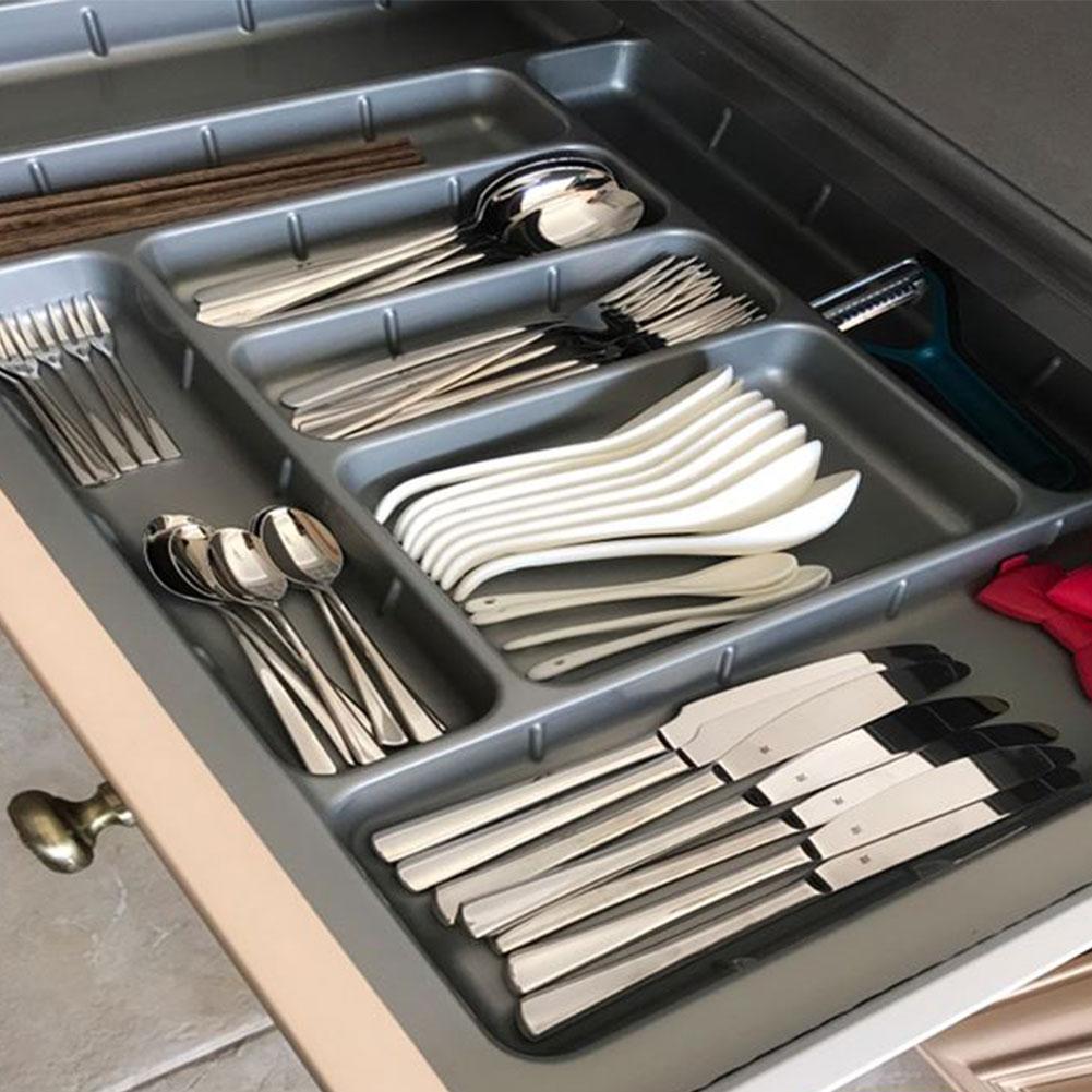 ABS Drawer Cutlery Tray Kitchen Cabinet Chopsticks Cutlery Storage Box Plastic Drawer Compartment Divider Cutlery Tray Organiser