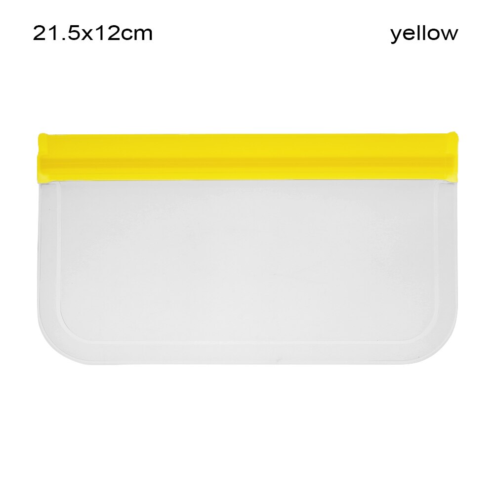 1pc doorschijnende siliconen zakjes voor het bewaren van verse levensmiddelen, lekvrije melk en fruitcontainers, herbruikbare, afgesloten staande zakken met ritssluiting: Geel 2