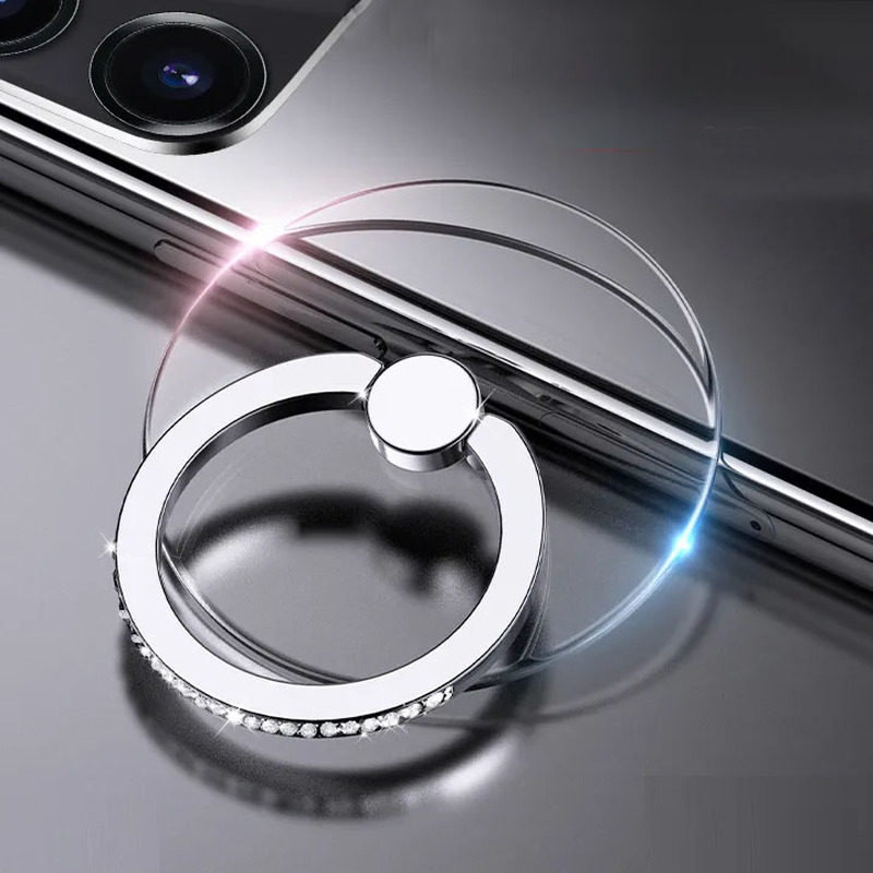 Support de bague de doigt transparent en diamant pour téléphone portable, anneau de support de téléphone, poignée rotative, accessoire de montage