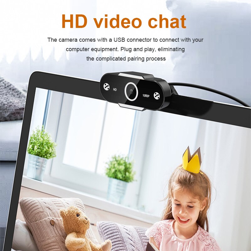 HD 1080P Webcam Mini Computer PC WebCamera With Microphone Cameras Adjustable For Live Broadcast Video Calling Conference Work