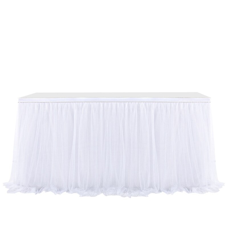 183x77cm Table Skirts Birthday Tulle Table Skirting Wedding Party Tutu Table Skirt Baby Shower Halloween Party Home Decor: White