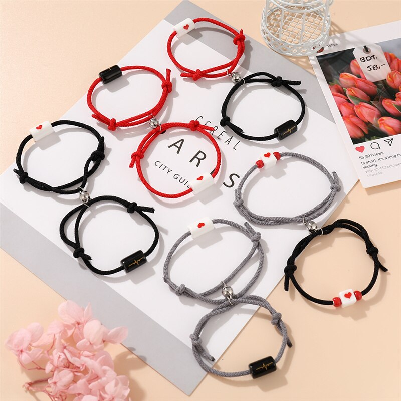 2 Teile/satz Paar Armbinde Magnet Ball Passenden Armbänder Liebhaber Mond Sterne Magnetische Armbinde Freundschaft Armbänder Valentinstag