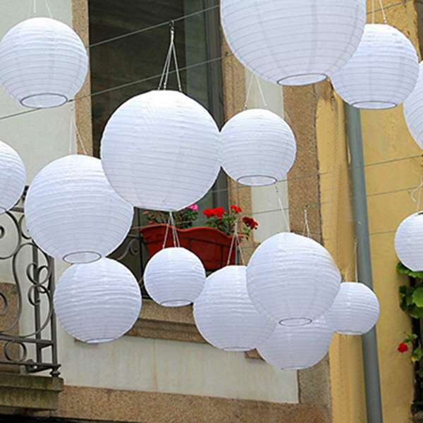20 Pack Chinese Ronde Witte Papieren Lantaarn, Papier Lantaarns Opknoping Lantaarns Wedding Party Decoraties