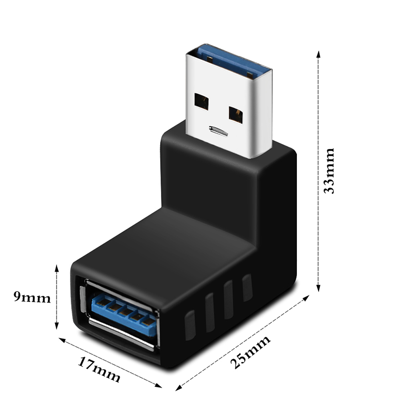 90 Graden Links Haaks Usb HUB3.0 Een Man-vrouw Connector Adapter Voor Laptop Pc Data Transfer Splitter