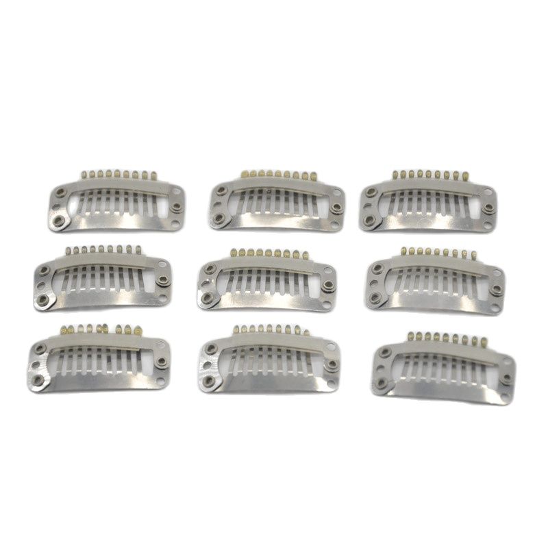 Peigne à 9 dents en acier inoxydable, Clip de perruque pour tissage/tissage à la Machine, accessoires d&#39;extensions de cheveux, 3.2cm, 50 pièces/sac