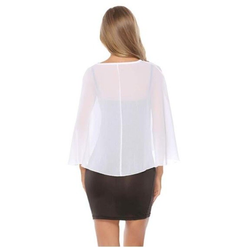 Bolero de gasa para mujer, chal, chaqueta de boda, abrigo con escote redondo, envolturas de de noche