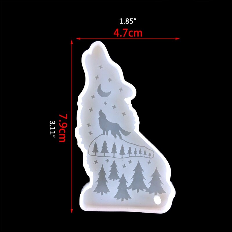 Shiny Wolf Pendant Epoxy Resin Mold DIY Crafts Silicone Mould for Keychain Charm