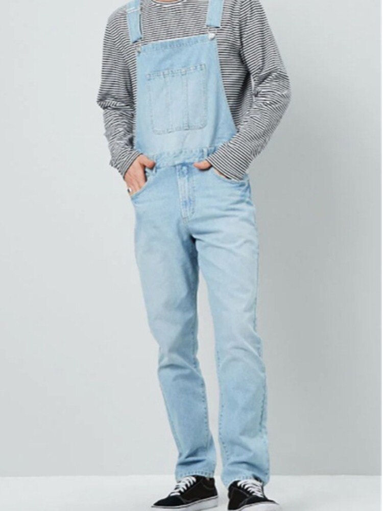 Los hombres Peto vaquero de una pieza pantalones de mezclilla de longitud completa vaqueros chaquetas hombre pantalón vaquero ajustado de estilo Casual overoles pantalones Pantalon