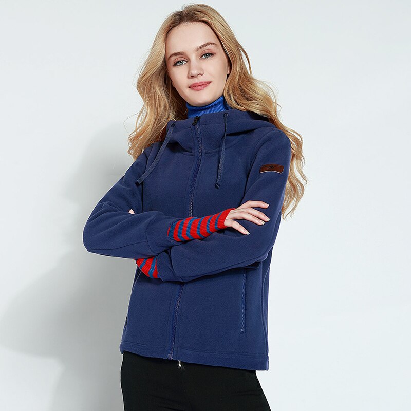 Autumn Winter Warm Outdoor Fleece Sweater Women Sports Fleece Hooded Fleece Cardigan Jacket Ladies Red