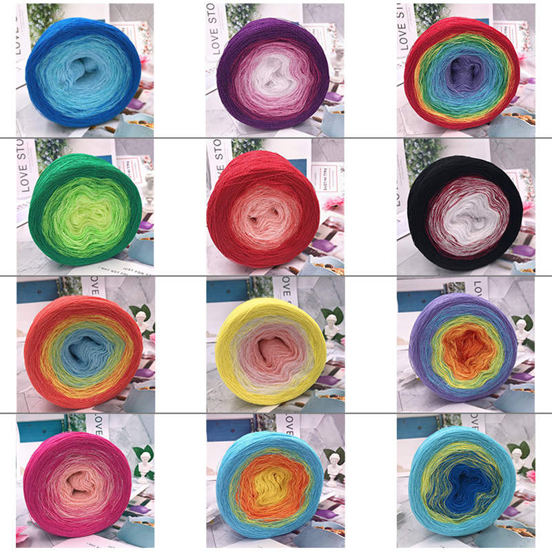 Cake Gradient Rainbow Color Cotton Yarn 500g Fancy Hand-Crocheting Yarn for Shawl Children Dress Diy Hand Knitting Materials