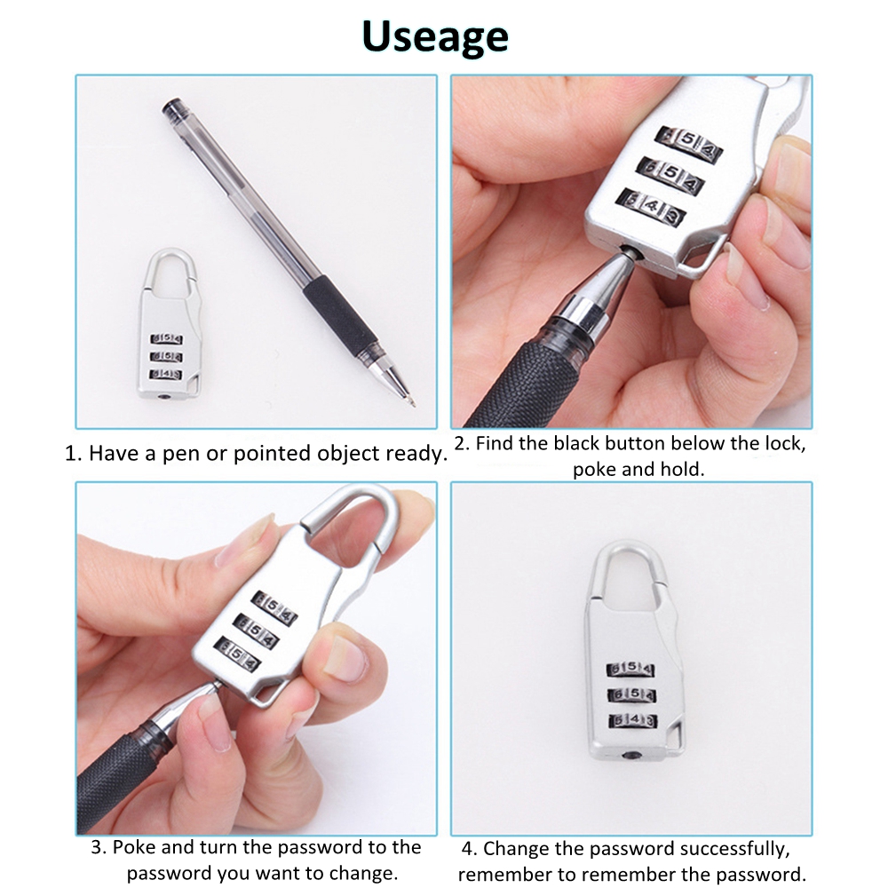 Small Chic Padlock Practical Suitcase Luggage Security Password Lock 3 Digit Combination Travel Accessories