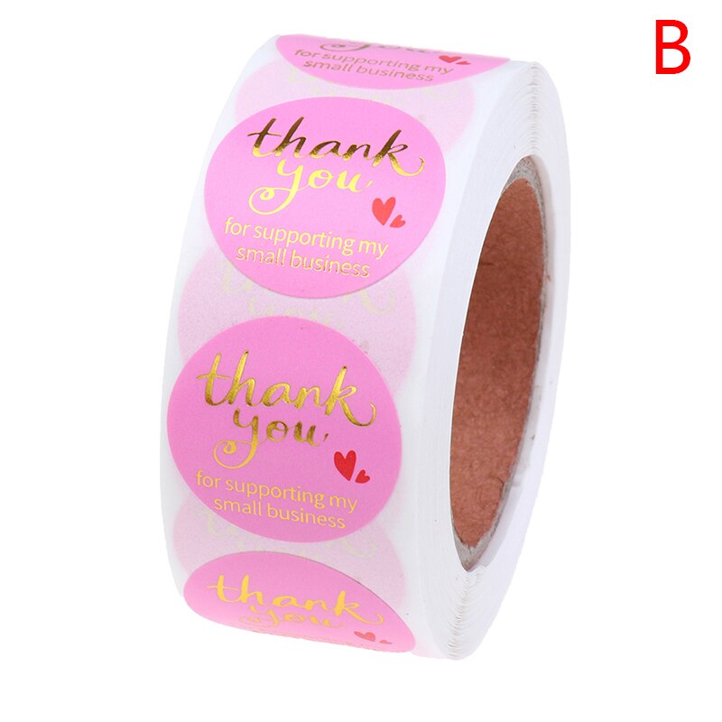 Pegatinas de agradecimiento para decoración de vacaciones, 500 Uds./rollo de pegatinas rosas para Navidad, de cumpleaños, favores, etiquetas, suministros de correo, Festival