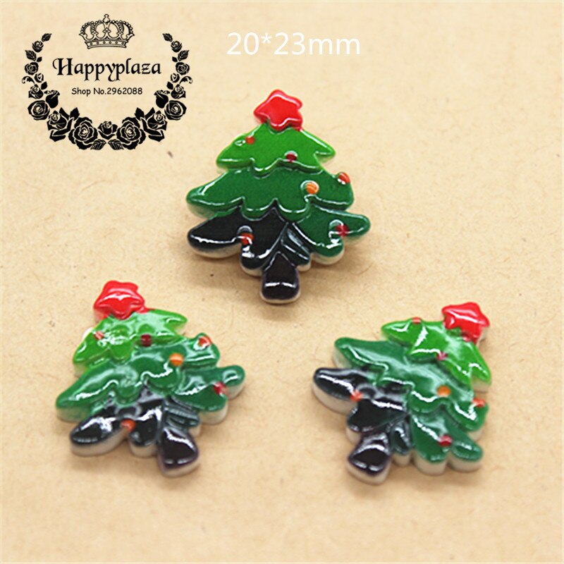 20pcs Resin Christmas Reindeer/Santa Claus/Tree/Bell/Snowman/Wreath/Sock/Glove Miniature Art Supply Decoration Charm Craft,: No.7 tree