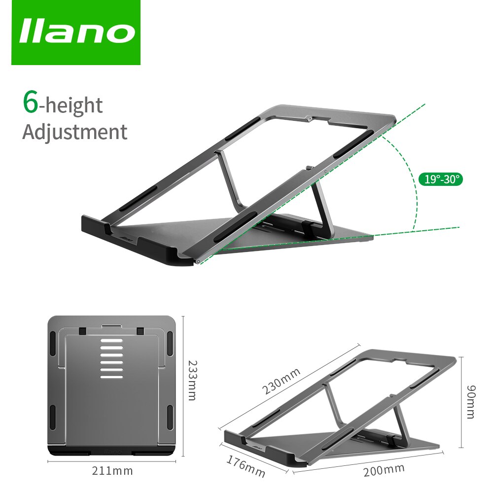 LLANO Adjustable Laptop Stand Foldable Non-Slip Desktop Notebook Laptop Holder 10-15.6 Inch For Macbook/Pro Air/iPad/Pro/DELL/HP: H9 Laptop stand