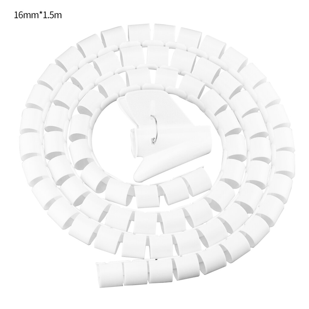 1.5/2M Line Organizer Pipe Protection Spiral Wrap Winding Cable Wire Protector Cover Tube Free Cut: white 16mmx1.5m