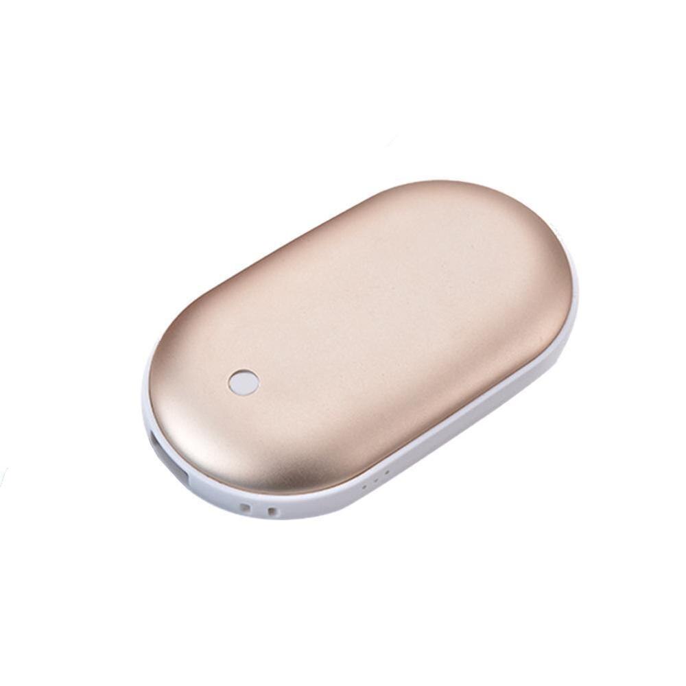 5200mAh 2 in 1 Heating Warm Power Bank Portable USB Rechargeable Electric Heater Winter Heating Tools Pocket Power Bank: Rose Gold