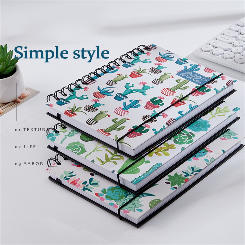 365 Days Schedule Book A6 Coil Notepads Cactus Pattern Planner Reminder Timetable Desk Dates Diary Planner Notebook