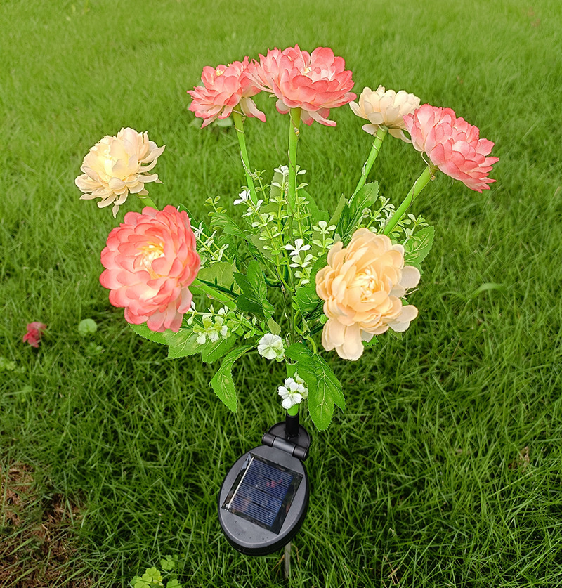 Lyskæder til havebrug til terrasse bryllupsfest dekoration blomsterfest lampe solcelledrevet udendørs sne lotusblomst græsplæne lampe: Blå