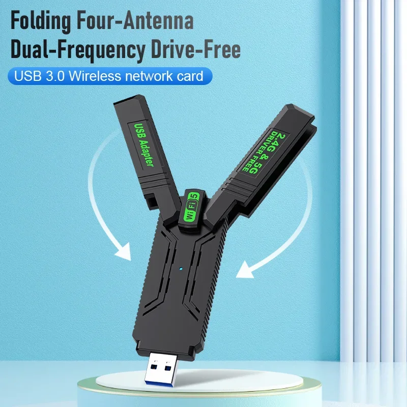 4 Antennen WiFi USB Adapter Dual Band 2,4G + 5Ghz 1300Mbps Wi-Fi Dongle USB 3,0 High-Speed Wireless Karte Empfänger Für PC/Laptop Win