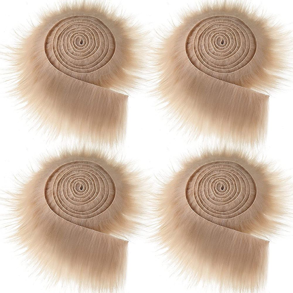 1.5m nastro in pelliccia sintetica nastro fai da te abbigliamento fatto a mano cucito soffice Trim rifilatura tessuto Costume da cucito peluche striscia di pelliccia regalo Home Deco: Khaki