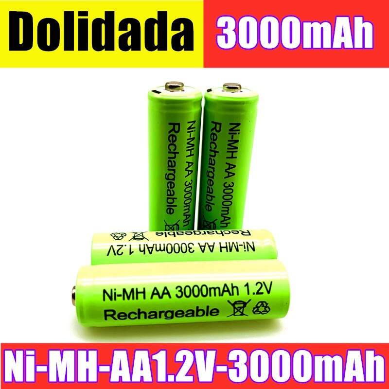 Aa-batterij 3000 mah oplaadbare batterij ni -mh 1.2 v aa-batterij, geschikt voor zaklamp, afstandsbediening, speelgoed, elektrisch scheerapparaat, enz.