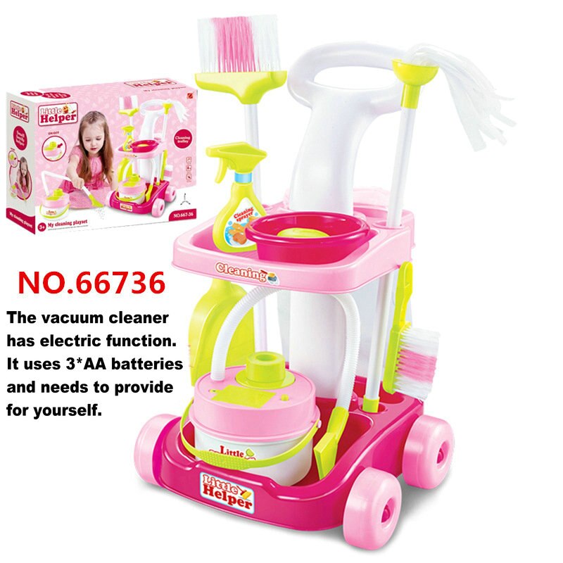 Juguetes de limpieza de suelo para niños, Cubo de trapeador, escoba, aspiradora, juguetes para juego de imitación, para niñas de 3 a 6 años, 53cm: 66736 Vacuum Cleaner