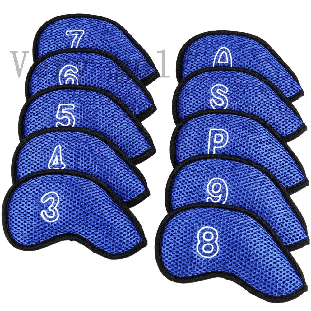 1 Set/10 Stuks Golf Club Iron Head Covers Headcover Meshy Iron Cover Vijf Kleuren Voor Kiezen