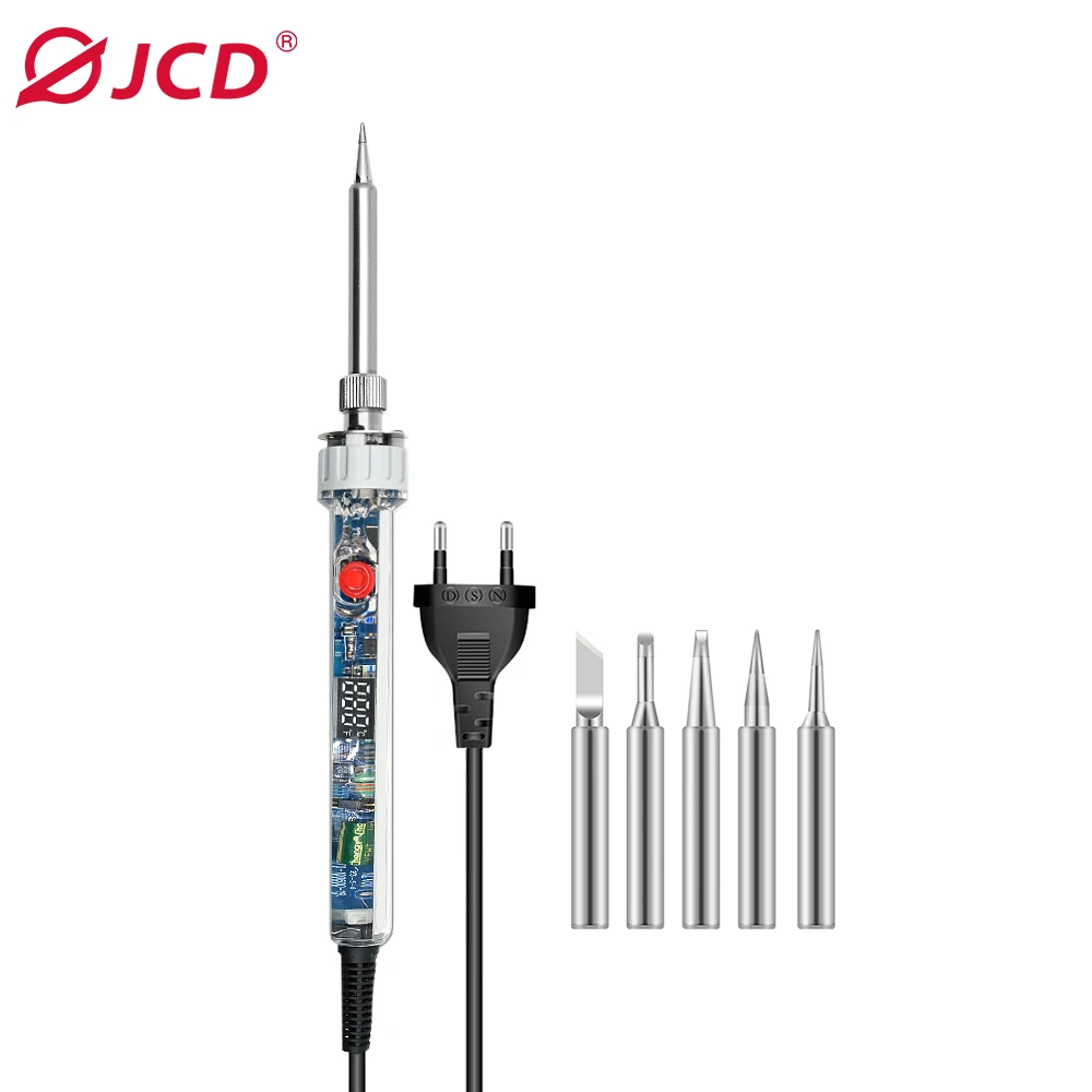 JCD 100W Electric Soldering Iron P907 110V 220V Adjustable Temperature LCD Digital Display With Switch Welding Repair Tools: SKY BLUE / 50W-99W / us