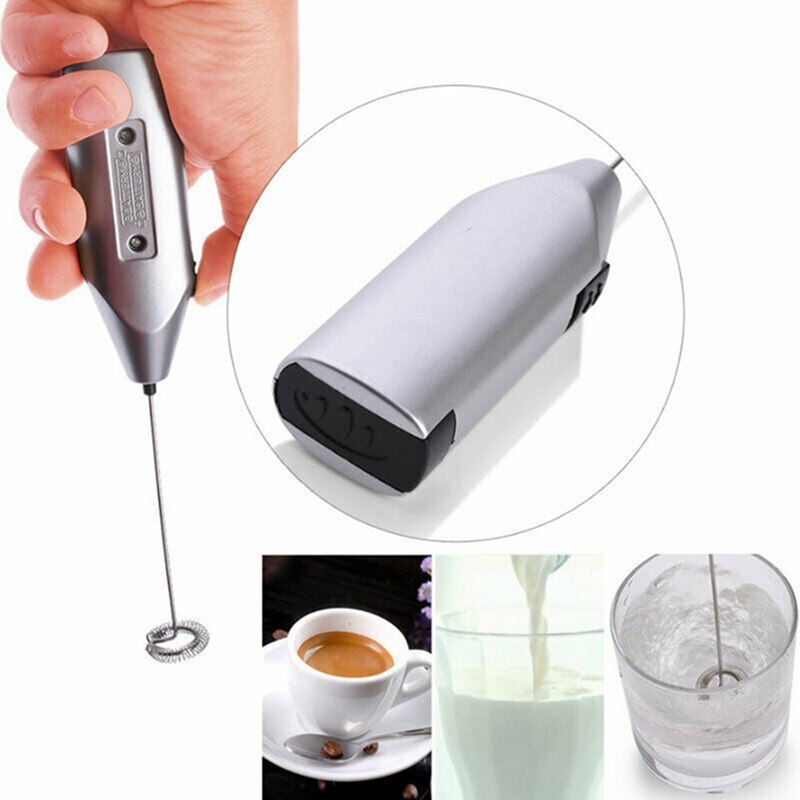 Handheld Stainless Steel Coffee Milk Drink Electric Whisk Mixer Frother Foamer Battery Operated Kitchen Egg Beater Stirrer