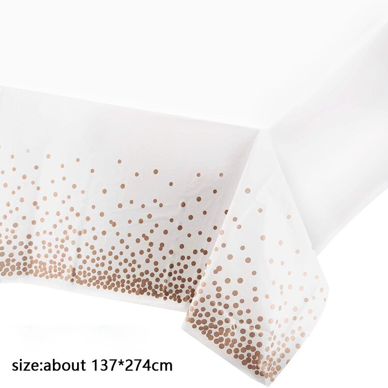 137*274Cm Plastic Rose Gold Dot Gilded Tafelkleed Verjaardag Feestartikelen Wegwerp Tafelkleed Cover Bruiloft Decoratie