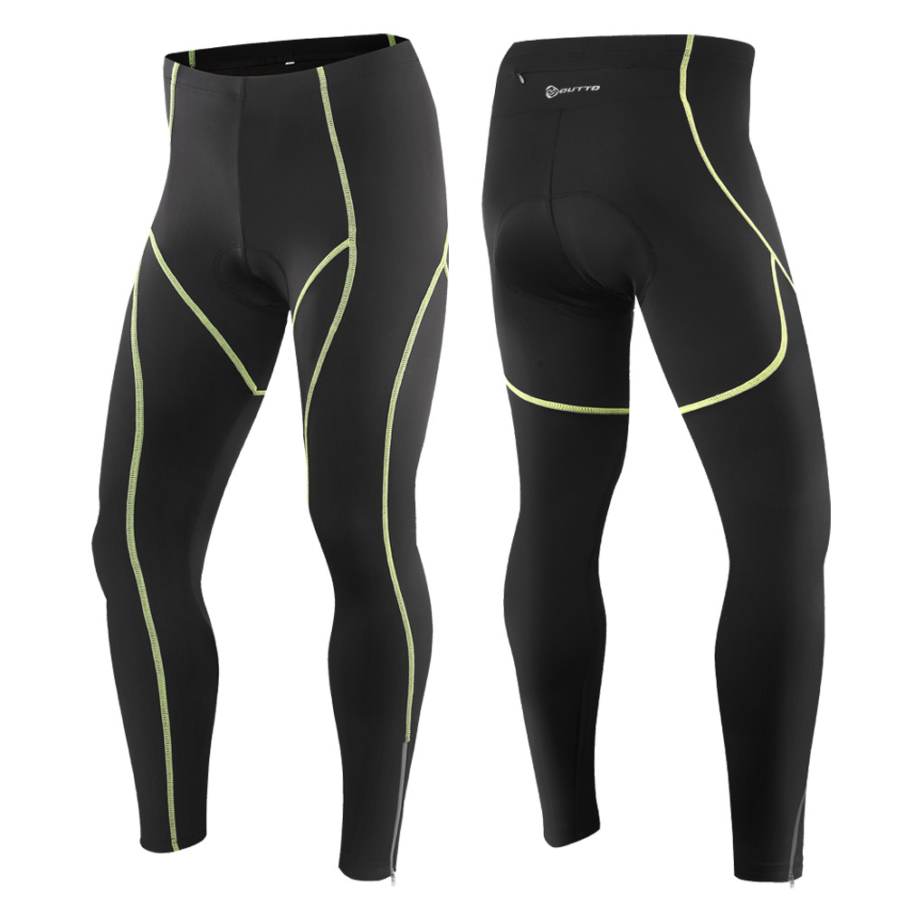Outto Men's Cycling Tights - 3D Gel Padded Compression Full Length Breathable Race Bike Pants