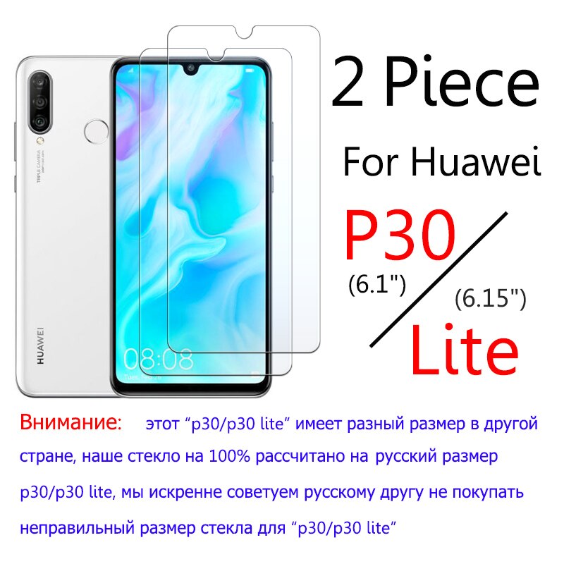 2Stck p30 lite rügestochen glas auf Für Huawei p30 Lite Bildschirm Schutz glas für huawei huawey p 30 lite licht fallen 9h