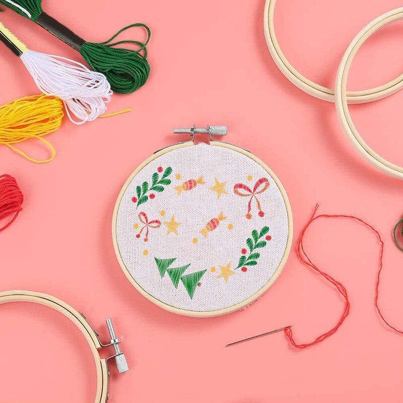 12 Pieces 4 Inch Embroidery Hoops Set Bulk Bamboo Circle Cross Stitch Hoop Round Ring